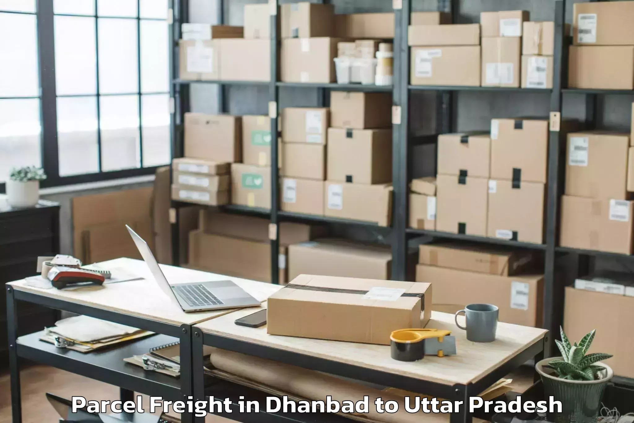 Hassle-Free Dhanbad to Bhadohi Parcel Freight